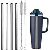 Metal Straw Replacement Compatible With Owala FreeSip Sway 40oz Water Bottle，Reusable Stainless Steel Straws Fit for Owala Water Bottles