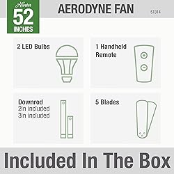 Hunter 51314 Aerodyne Ceiling Fan 52 inches Matte