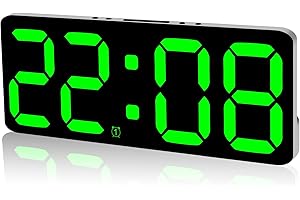 Digital Alarm Clock, LED Clock for Bedroom, LED Display Electronic Clocks, 6.3" LED Mirror Clock, Date °C/°F Temperature Disp
