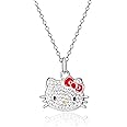 SALLY ROSE Sanrio Hello Kitty Crystal Women's Pendant Necklace 18" - Silver Plated Hello Kitty Necklace Officially Licensed