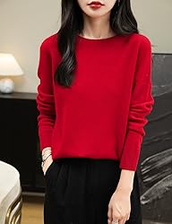 Chanyarn Women's 100% Merino Wool Crewneck Pullover