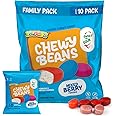 Chewy Beans Soft Candy - Coated Mixed Berry Chew Gummies Individually Wrapped Sweets for Kids and Family - Chewy Jelly Bean Candies Gluten-Free and Nut-Free - 10 Units, Net Wt 8.28oz