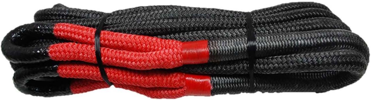 Ymiss Strong Durable Double Nylon Kinetic Recovery Tow Rope 19mmX9.1m 8200Kgs with Standard Red Eyes