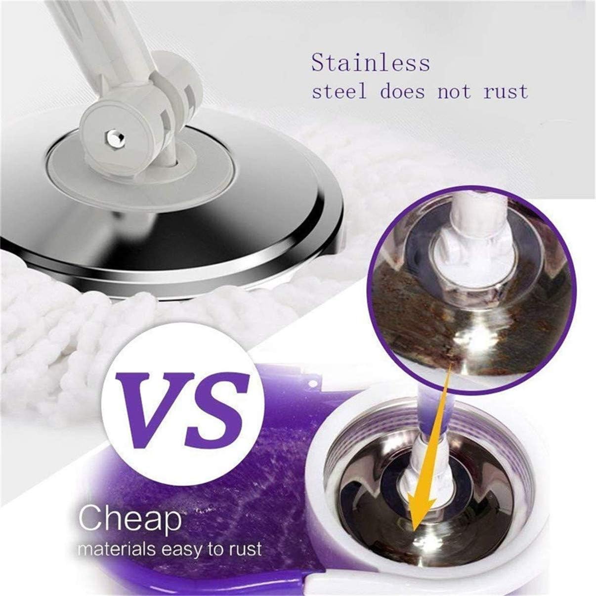 Aootek Upgraded Stainless Steel Deluxe 360 Spin Mop & Bucket Floor Mopping System Included EasyPress Handle with 3 Microfiber Mop Heads: Home & Kitchen