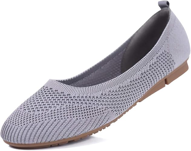 Amazon Leetaker ニットシューズ 編みシューズ バレエシューズ マッサージシューズ ラウンドヘッドシューズ レディースモカシン 婦人靴 布靴 フラットシューズ 通気性のいい靴 通勤 通学 デート 37 グレー Leetaker バレエシューズ