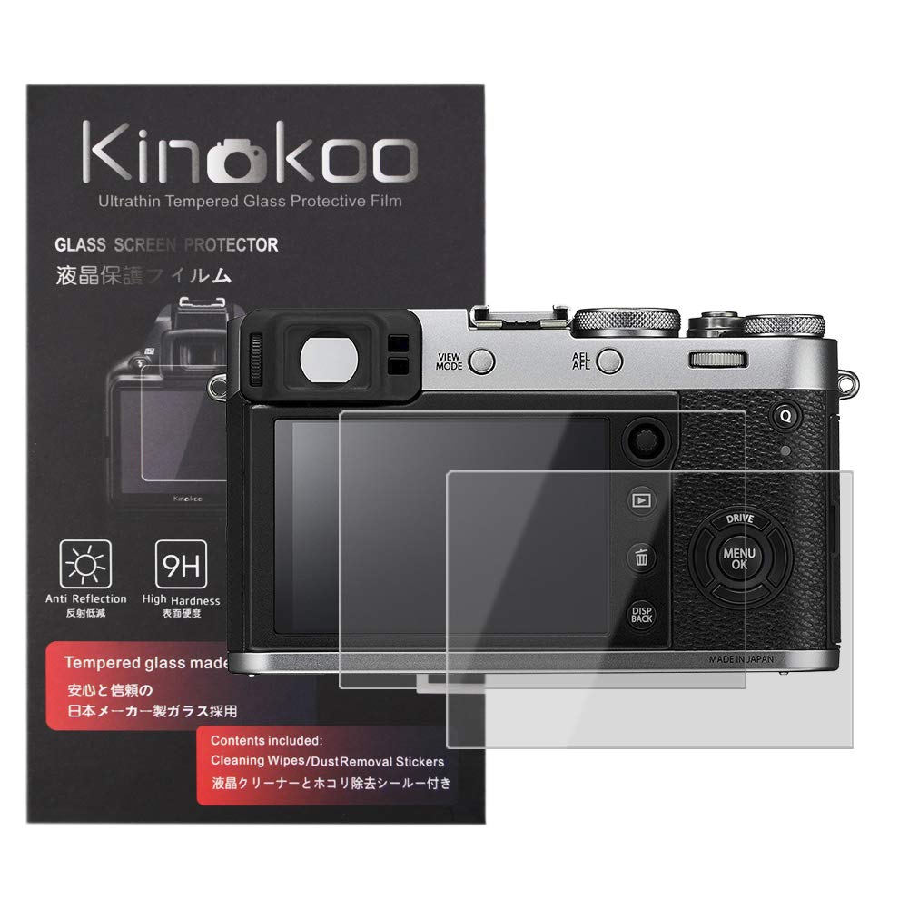 kinokoo Screen Protector for fuji X100F/X100T camera, 0.25mm 9H Hardness Tempered Glass Film for X100F/X100T Digital camera - Bubble Free& Anti-Scratch&Anti-Finger Print (2 Pack)