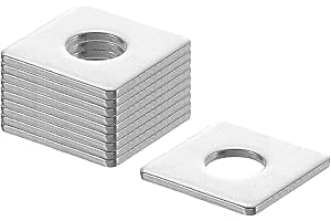 uxcell 50Pcs 1" Square Plate Washer for 3/8" Bolt, 201 Stainless Steel Bearing Plate Flat Washers Spacer Gasket for Machinery