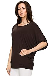 LL WT1073 Womens Scoop Neck Half Sleeve Batwing
