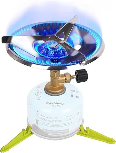 Portable Camping Stove Burner With Fuel Can Canister Stand equivalent to  Bottletop Propane Camping Stove Single Burner Backpack Stove with  Adjustable