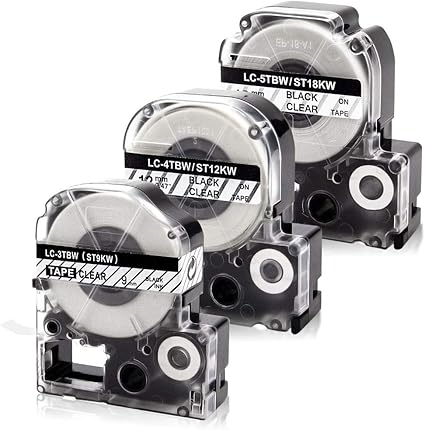 Amazon Econa テプラ テープ 9mm幅 12mm幅 18mm幅 St9kw St12kw St18kw 透明地黒文字 3本入り キングジム Pro用 互換 テープ 強粘着 カートリッジ ラベルテープ St9k St12k St18k テープ 文房具 オフィス用品