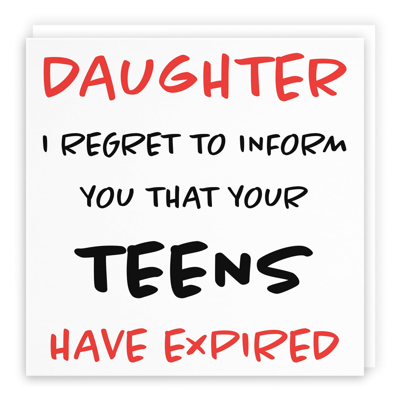 Hunts England - Large Daughter 20th Funny Birthday Card - Daughter - I Regret To Inform You That Your Teens Have Expired - Retro Collection - Large - 210 x 210 mm - Age 20
