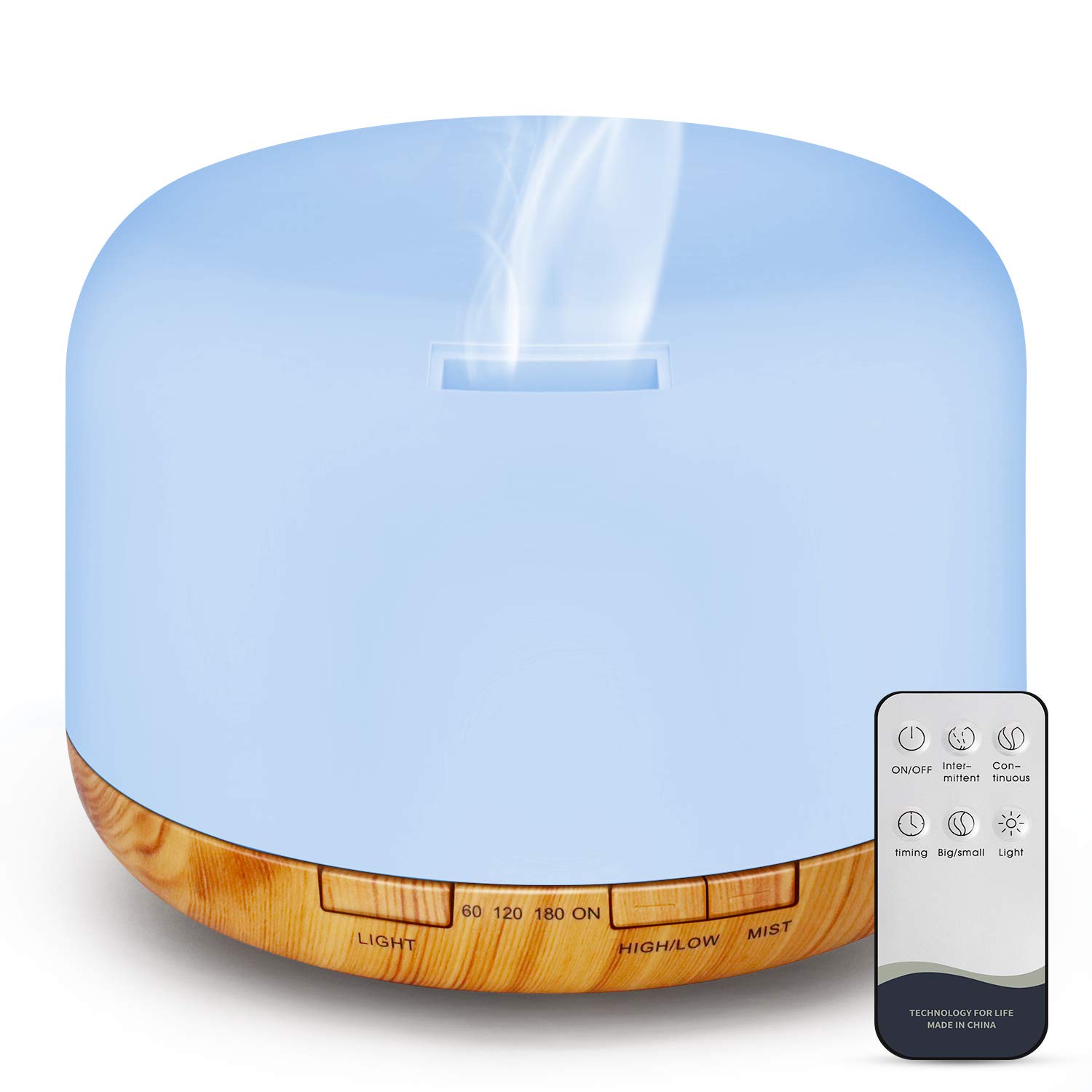 UOKIER Essential Oil Diffuser, 500ml Diffusers with Remote Control, BPA-Free Ultrasonic Aromatherapy Diffuser Humidifier with Adjustable Mist Mode, Mood Light, Timer Setting & Waterless Auto-Off : Beauty