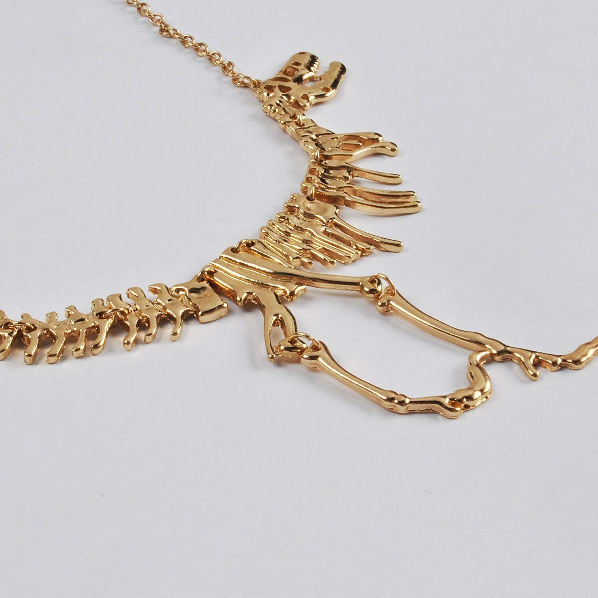 Dinosaur Vintage Necklace Short Collar Fashion Costume Jewelry for Women Teens (gold)