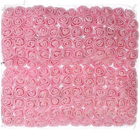 Rose flowers Fake flowers bulk roses Artificial flowers fake roses DIY 144 PCS Flowers Head Roses Artificial Roses Wedding Bride Bouquet Foam DIY Party Festival Home Decor Garland Wreaths (Light Pink)