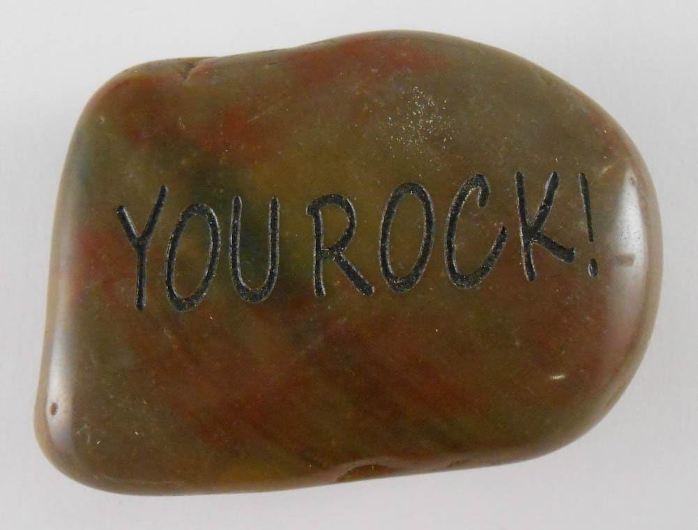 You Rock! Engraved River Rock Word Stone Sold Individually - Variety Of Words And Phrases