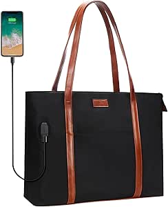 black laptop tote bolsa