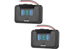 HAPYTRIP 2 Pack 78W 4 Port 12V USB Outlet Wall Mount, Dual 36W PD & Dual 18W QC3.0 Lightweight Surface Mount Charger Socket Panel with Button Switch for Bus RV Truck Marine Golf Cart