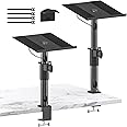 Pair of Studio Monitor Stands for PreSonus, JBL NANO K, Desk Speaker Stands for KRK, Klipsch, Polk and More Bookshelf Speakers Adjustable Height, Tilt & Swivel Desktop Clamp Stands Wr Headphone Holder