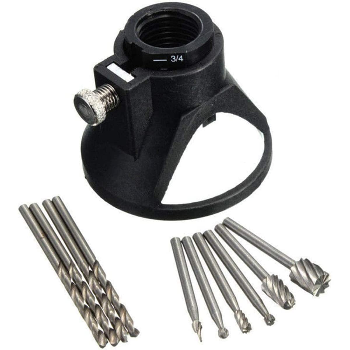 MACHSWON 11 PCS Rotary Multi Purpose Tool Cutting Guide Router Attachment Kit,Drill Carving Rotary Locator Set with 6pcs HSS Routing Drills Bits and 4pcs Twist Drill Bit — image 1