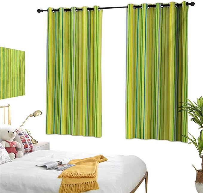 Mozenou Lime Green，Doorway Curtains,Pastel Toned Vertical