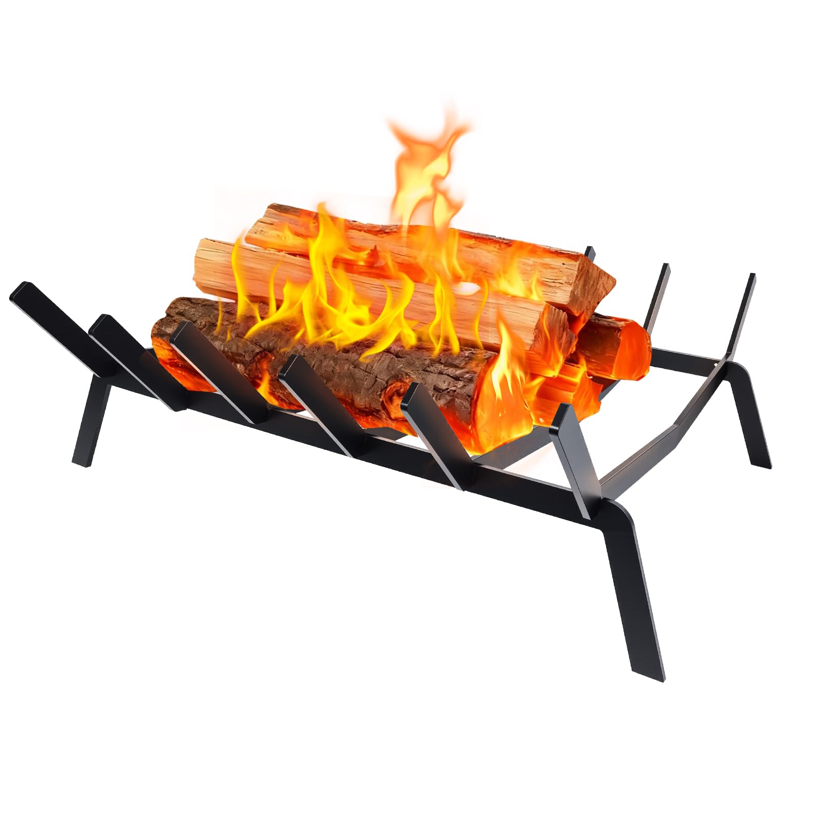 Photo 1 of Skyset 17 Inch Fireplace Grate, Heavy Duty Carbon Steel Firewood Log Holder with 6 Bars - Rust-Proof, High Temp Resistant for Indoor Fireplace, Outdoor Fire Pit, Camping & Wood Stove