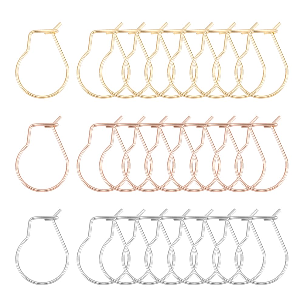 UNICRAFTALE 60 Pieces 3 Colors Stainless Steel Earring Hooks Metal Ear Wire Mixed Color Wire Earring Hooks Jewelry Earring Findings for DIY Earring Jewelry Making 18x13x0.8mm