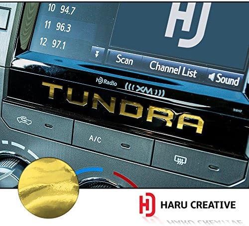 Haru Creative - Radio Dashboard Letter Insert Overlay Vinyl Decal Sticker Compatible with and Fits Toyota Tundra 2014-2018 - Chrome Gold