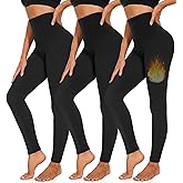 3 Pack Fleece Lined Leggings Women High Waisted Warm Winter Yoga Pants for Women Thermal Running Workout Leggings