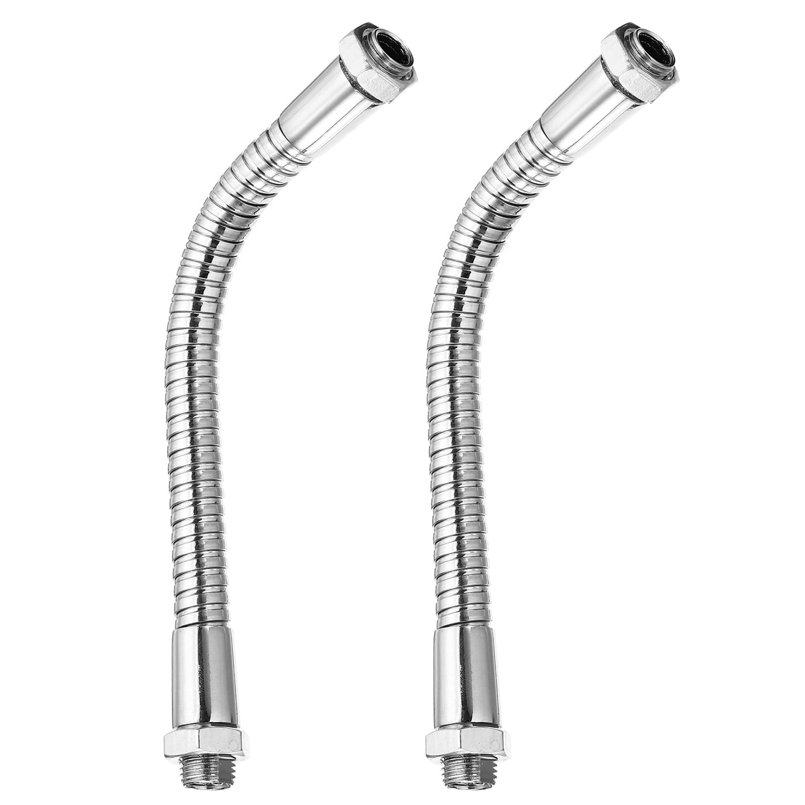 PATIKIL 5.9" Universal Gooseneck Hose, 2 Pcs M10 Fine Thread Bendable Metal Hose Flexible Arm Soft Tube Extension for Lamp, DIY Equipment, Silver Tone — image 1