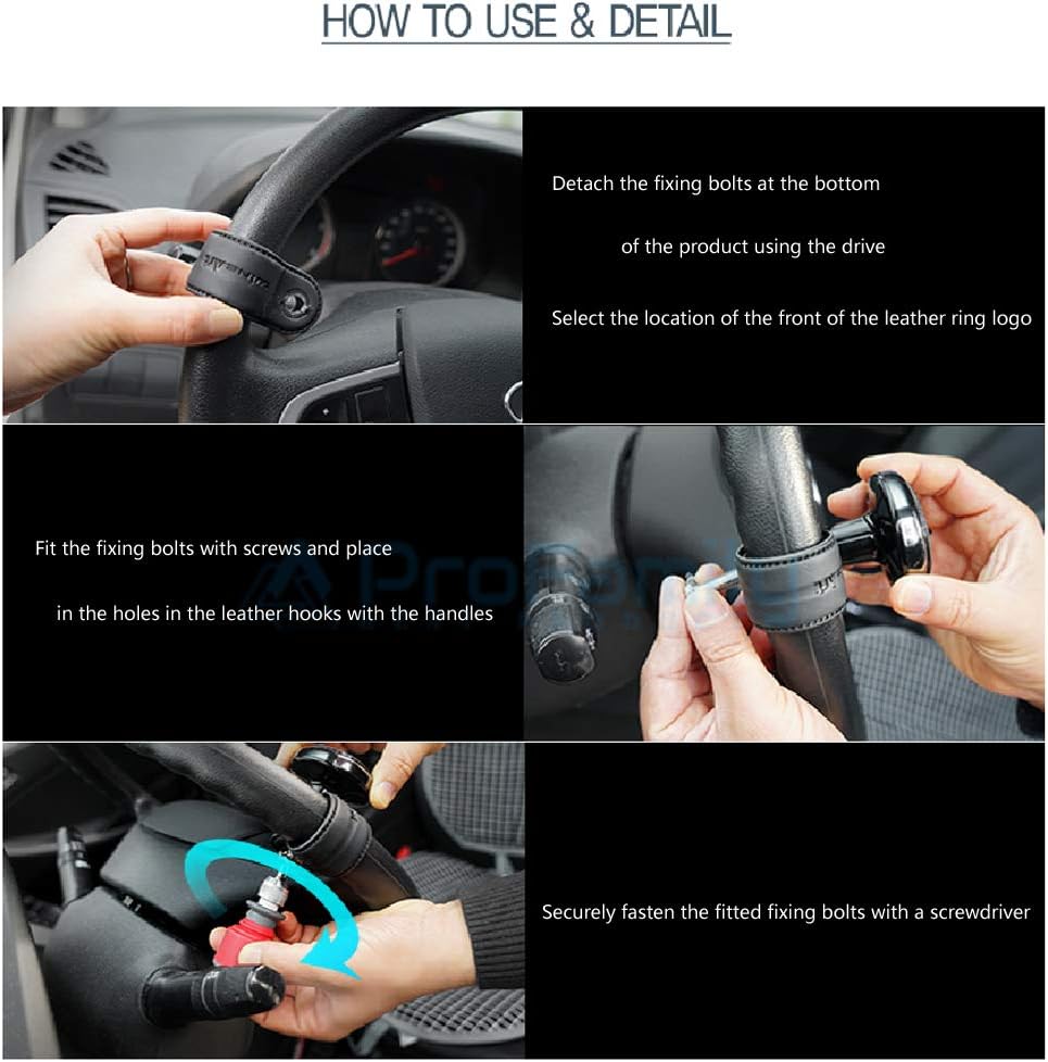 [Leather Power Knob] BLACKSUIT can be mounted on all models Vehicle Handle Spinner Power Handle Spinner Handle Car Accessories luxury Hi-quality Power Handle Steering Wheel Spinner Knob (Black): Automotive