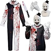 Zezuxy Clown Black White Jumpsuit With Mask Scary Movie Costume Halloween