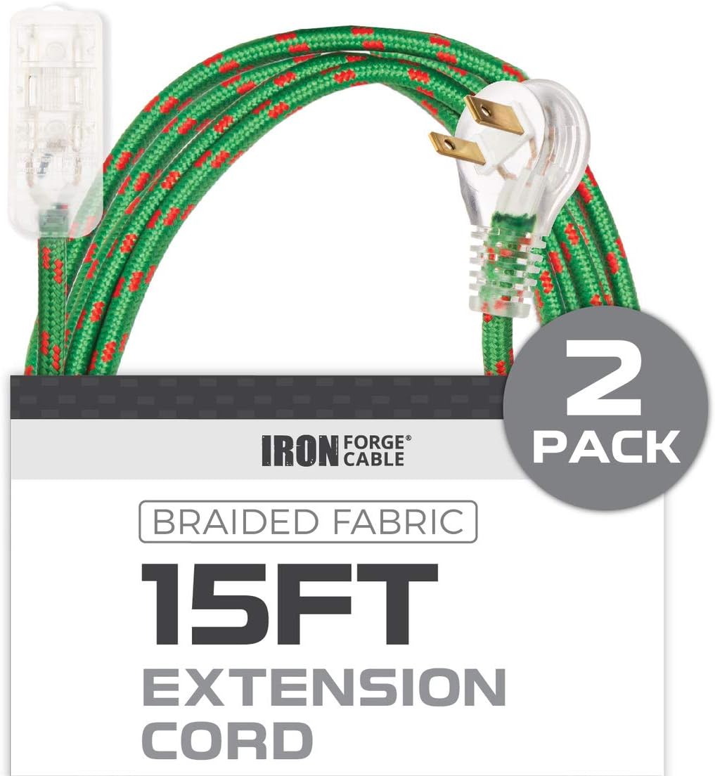 3 Ft Black Extension Cord 2 Pack - 16/2 Durable Electrical Cable - - 