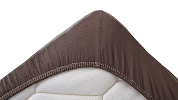 Snoozing jersey - Stretch - Spannbetttuch - 95% Baumwolle / 5% Elastan - 90/100x200/220 cm - Braun
