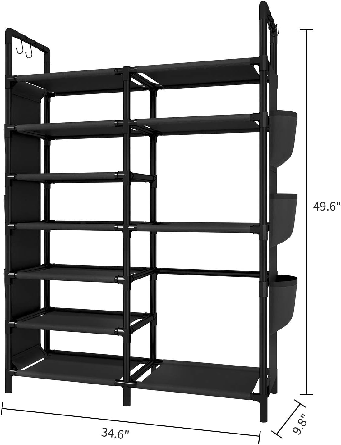 heavy duty 50 pair shoe rack on Storage Organization Zero Jet Lag 50 H Shoe Rack Boots Storage Organizer 7 Tiers Closet Entryway Shelf Stackable Cabinet Tower Double Row Non Woven Fabric Metal 20 25 Pairs Black Home Kitchen