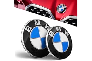 AOOBLE 2PCS Blue Emblems Hood and Trunk, Emblem Car Accessories Replacement for All Models E30 E36 E46 E39 E60 E65 E38 X3 X5 X6 3 4 5 6 7 8 (82mm + 74mm)