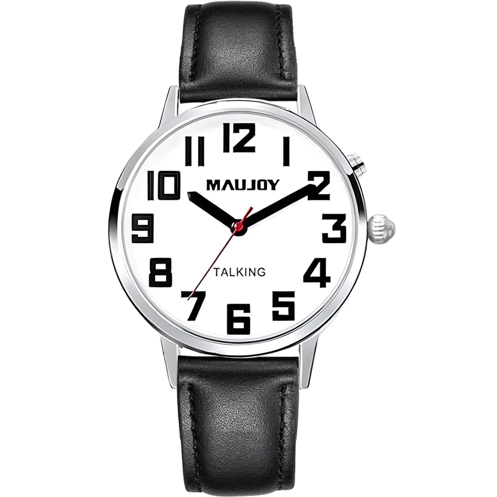 MAUJOY Quality Clear and Loud Voice Ultra Thin Mens English Talking Watch Speaks The Time, Date or Alarm time for Elderly, Impaired Sight or Blind