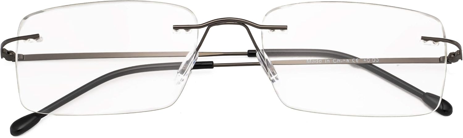CessBlu Rimless Reading Glasses Lightweight Readers for Men (Gunmetal) +2.5
