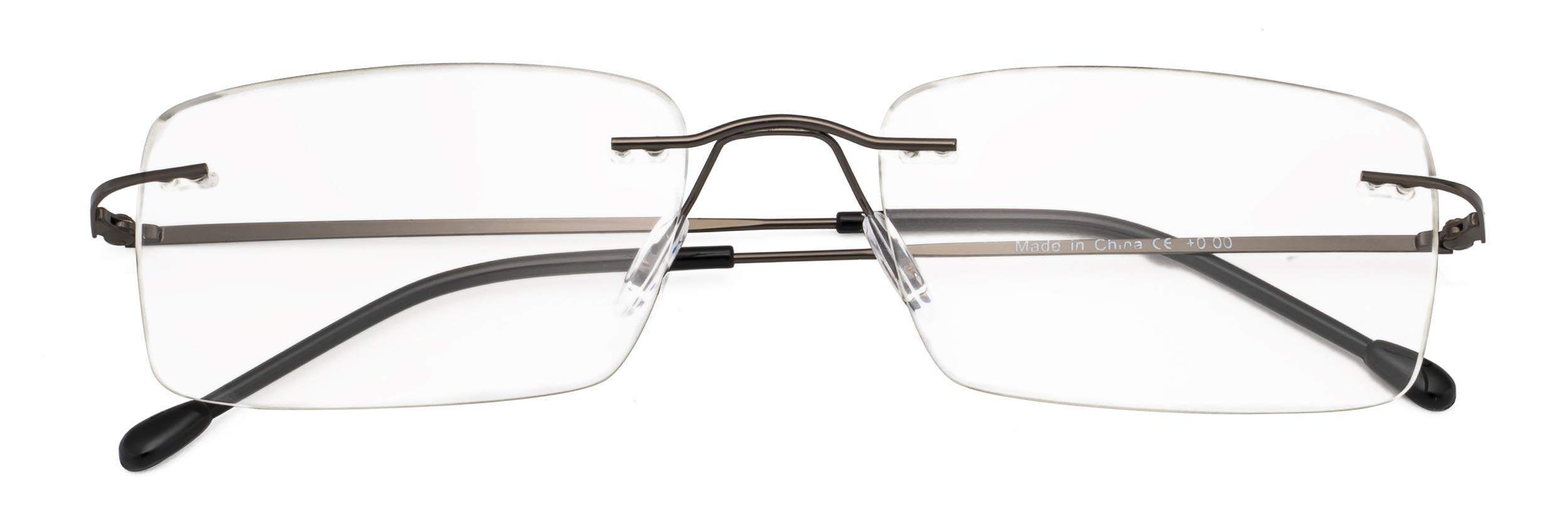 CessBlu Rimless Reading Glasses Lightweight Readers for Men (Gunmetal) +3.5