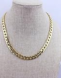 Adecco LLC Ultra Luxury Look & Feel Real Solid 14k Gold plated Curb Chain Necklace 6mm