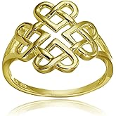 Hoops & Loops 925 Sterling Silver Celtic Love Knot Ring for Women Teen Girls, Silver, Yellow Gold & Rose Gold