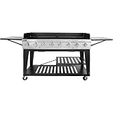 Royal Gourmet 8-Burner Gas Grill, 104,000 BTUs Liquid Propane Grill | Foldable Side Tables, Independently Controlled Dual Systems, Outdoor Party or Backyard BBQ, Black &amp; Silver
