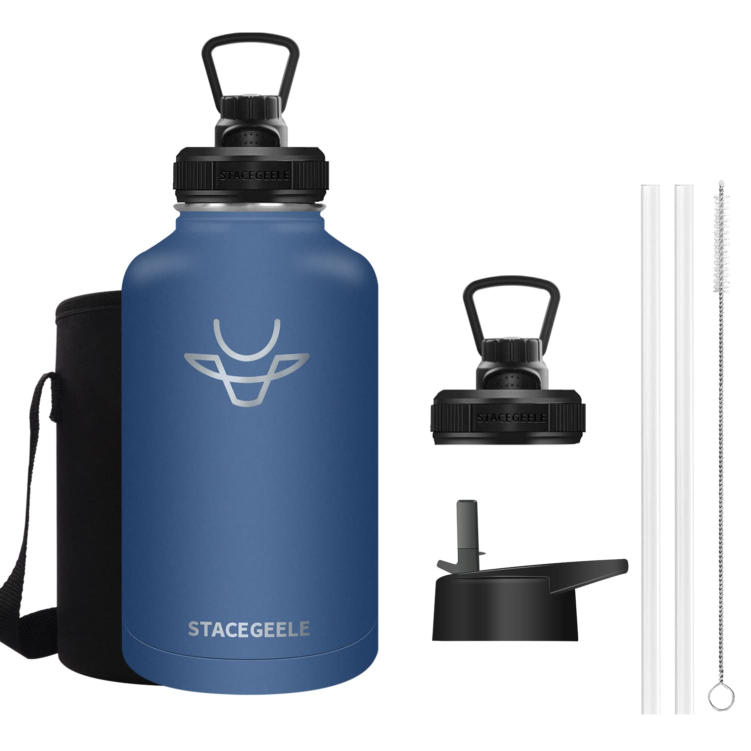 STACEGEELE 2 Litre Coffee Carafe Jugs Double Walled Vacuum Insulated Coffee Pot with Handle for Drink Hot & Cold 24 Hours Retention Stainless Steel Flask for Coffee Tea Beverage 64oz Cobalt