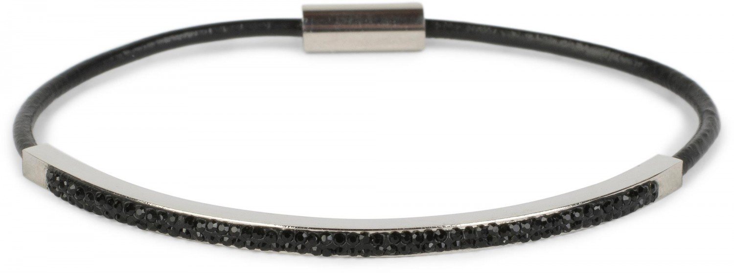 styleBREAKER bracelet covered in rhinestone stainless steel jewellery item, magnetic closure, jewellery, ladies 05040102, color:Black