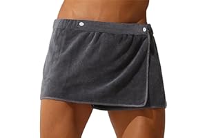 NOXOZOQM Men Shorts Bathrobe Sleep Bottoms Microfiber Pajamas Nightwear Short Towel Pants Side Split Bathrobe Culottes Soft