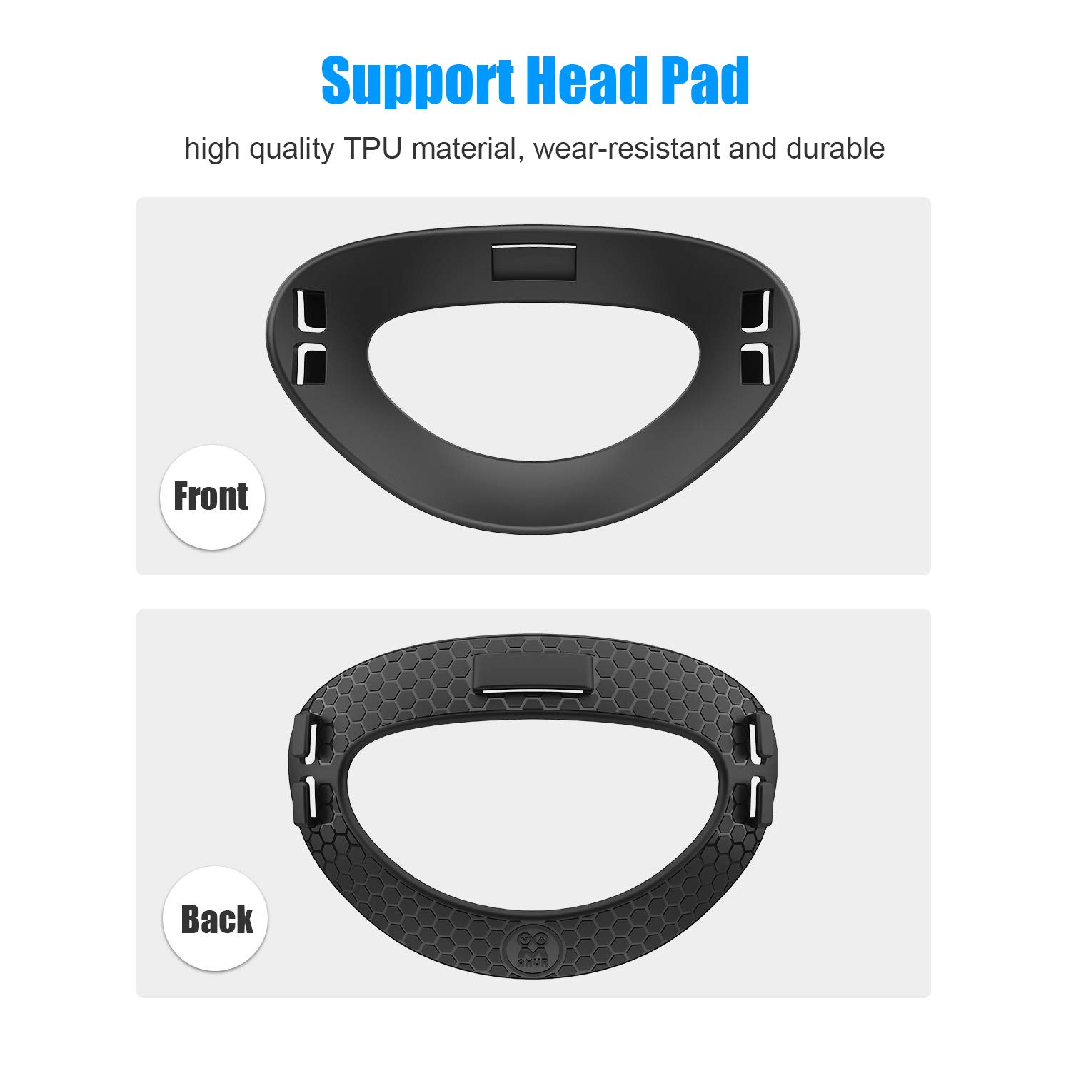 AMVR Head Strap Attachment for Oculus Quest 2, Soft TPU Elite Strap Back Pad VR Accessories Compatible with Meta Quest 2, Reduce Head Pressure to Enhance Comfort and Game Experience（ No Strap, Black）