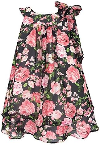 Calla Collection Big Girls Black Floral Chiffon Junior Bridesmaid Dress 12