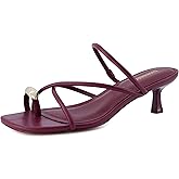 CUSHIONAIRE Maui Strappy Womens Sandals with Kitten Heels – Vegan Leather Slip On Dress Sandals for Women, Square Toe Wedding Shoes