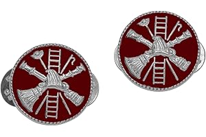 Smith & Warren Red Firefighter Scramble Vertical Ladder on Round Disc Collar Insignia with Rope Boarder Fire Uniform Pin