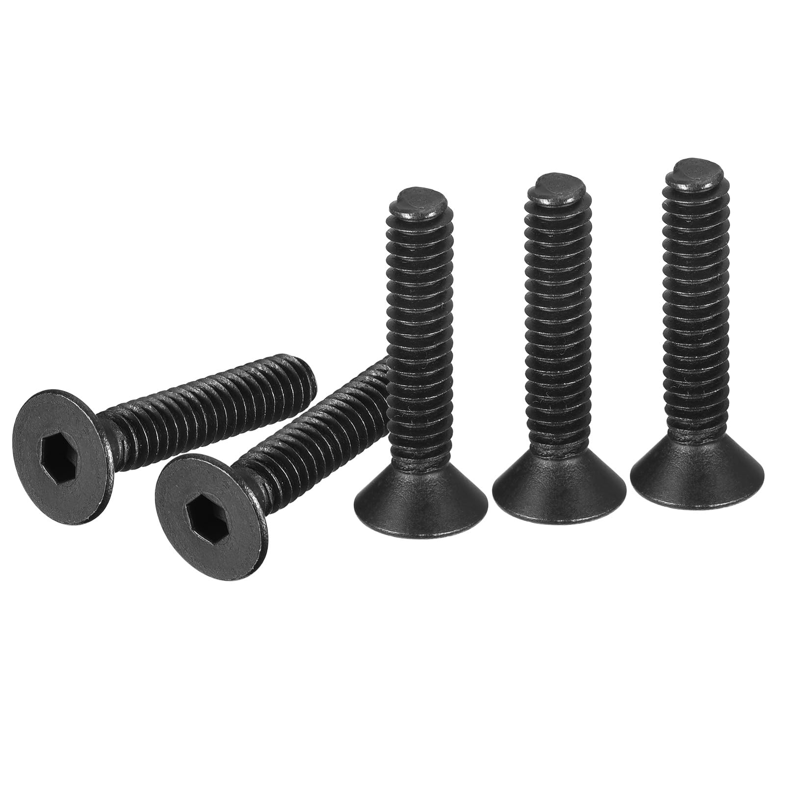 DTGN 1/4-20x1-1/4" Flat Head Socket Cap Screws, 30 Pack Hex Socket Flat Head Screws Carbon Steel Black Oxide, Full Thread, Countersunk Bolts