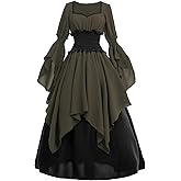 LTAKK Renaissance Dress Medieval Costume Victorian Dresses Women Peasant Gothic Fairy Witch Wedding Dress